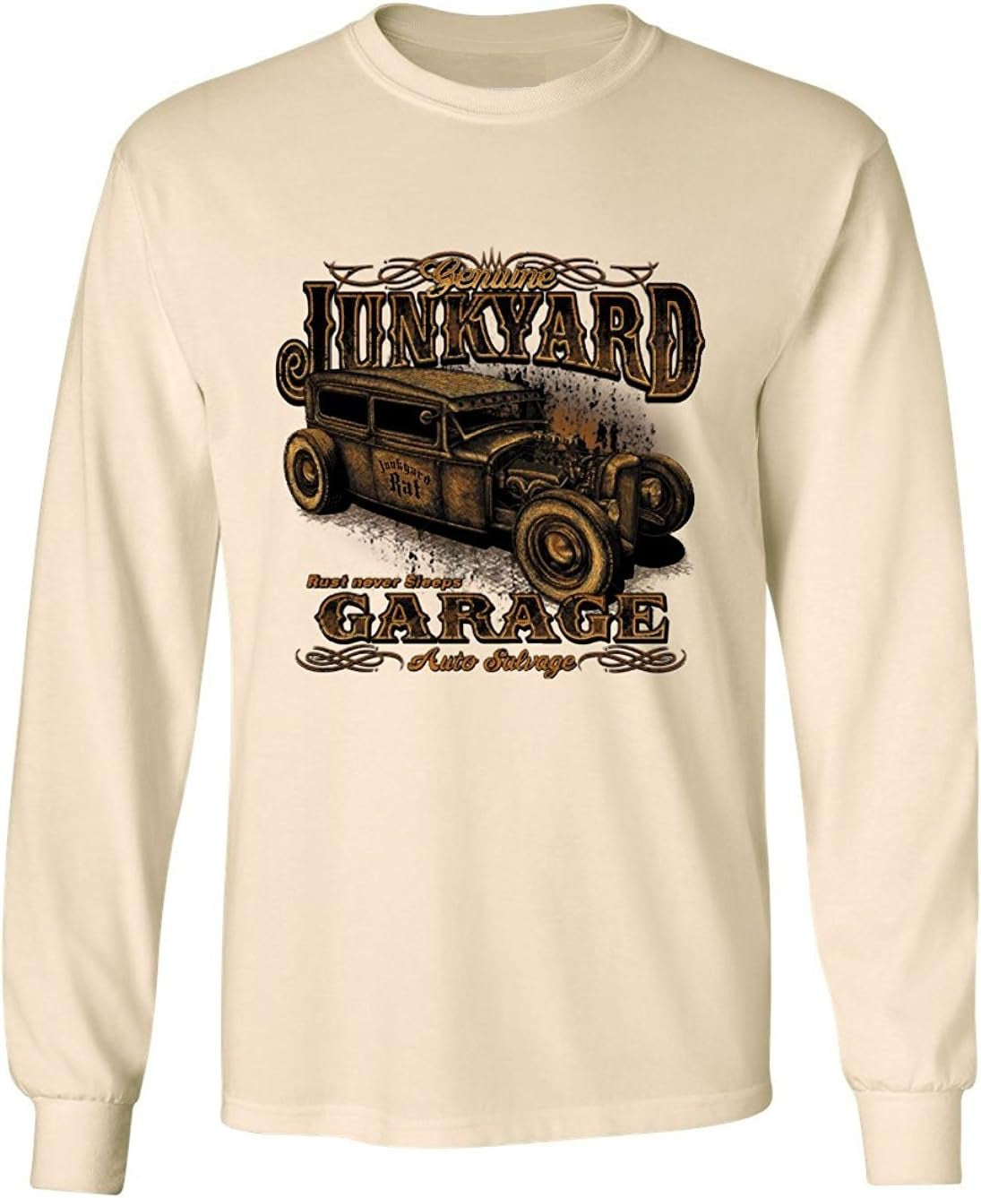 Genuine Junkyard Garage Hot Rod Men'S Long Sleeve Rat Design Men'S Tee