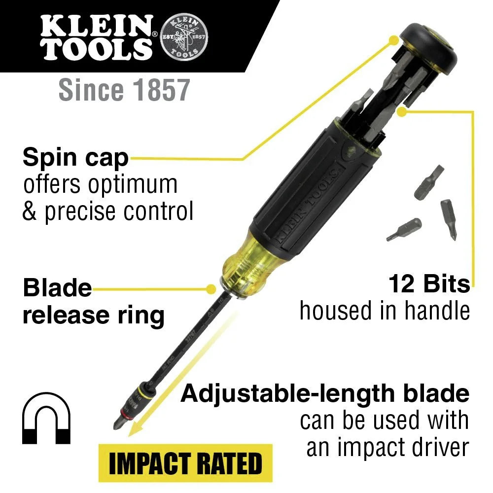 32304 14-In-1 HVAC Adjustable-Length Impact Screwdriver with Flip Socket