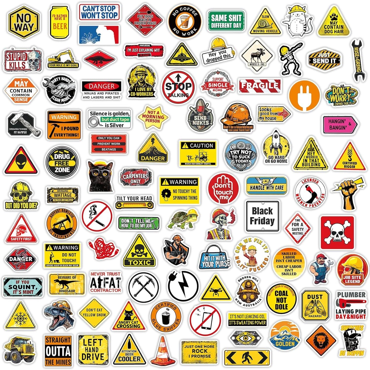 200Pcs Hard Hat Stickers for Adults, Funny Stickers Pack Vinyl Waterproof Hard H