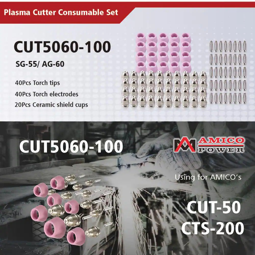 50 Amp - 60 Amp Plasma Cutter Consumable Set, Use for CUT-50 CUT-60 APC-50 APC-60 CUT-55M and CTS-200