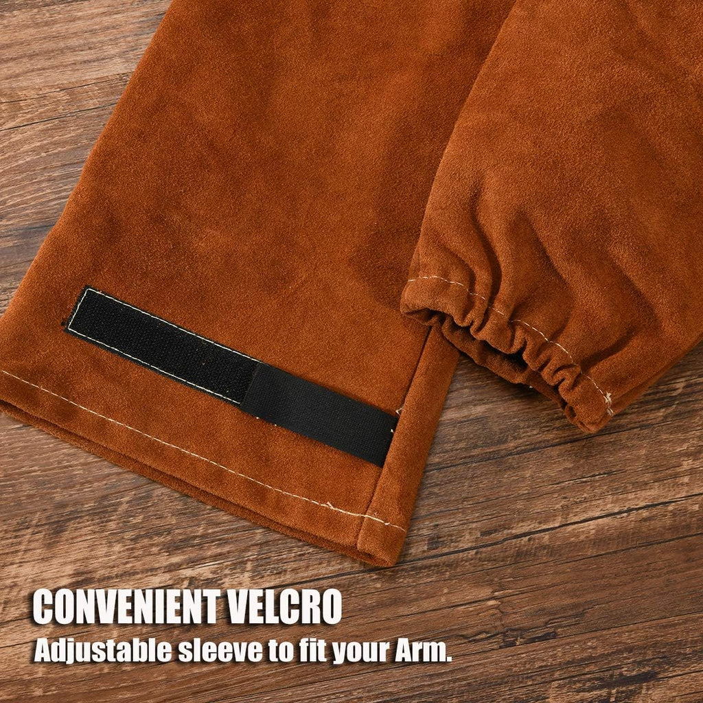 Leather Welding Work Sleeves for Men&Women - Heat&Flame Resistant Arm Protection with Kevlar Stitching and Cotton Lining