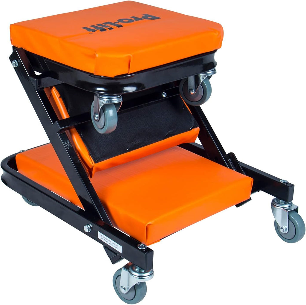 Foldable Z Creeper - 2-In-1 Rolling Folding Car Creeper & Seat - 40" Adjustable Roller Garage Chair Lay down or Sit, 450 LBS Capacity under Car Roller Creeper with 6 Swivel Casters