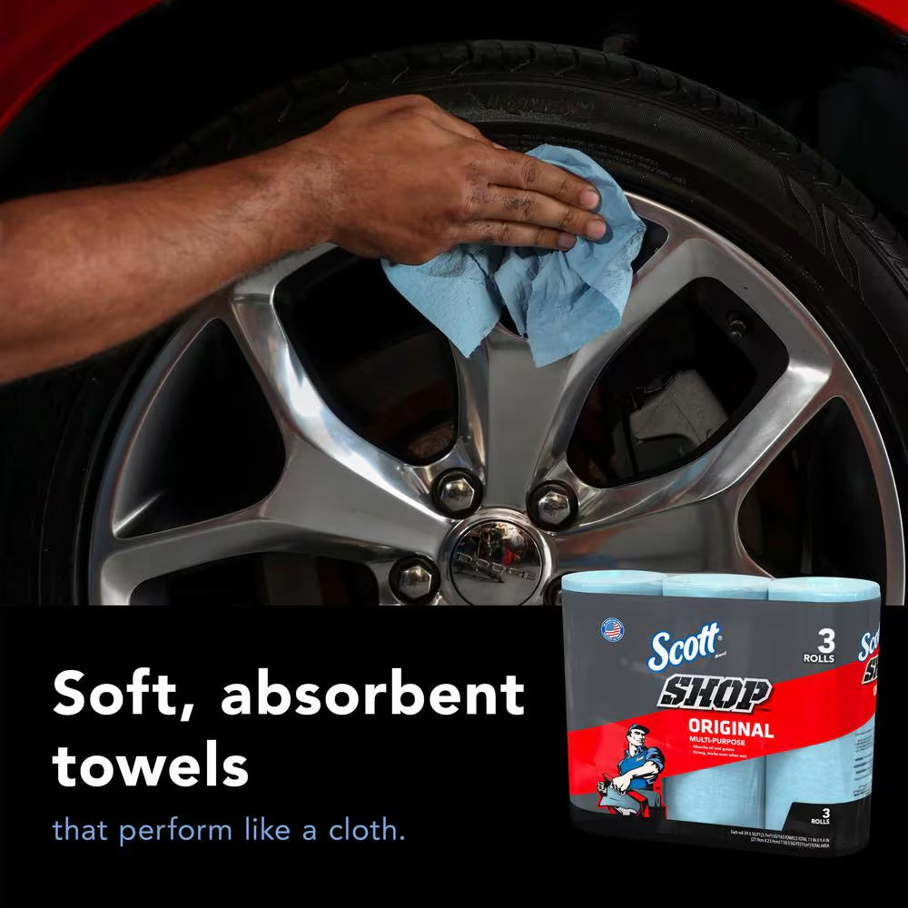 Blue Cleaning Shop Towel Cleaning Wipes (3-Pack)