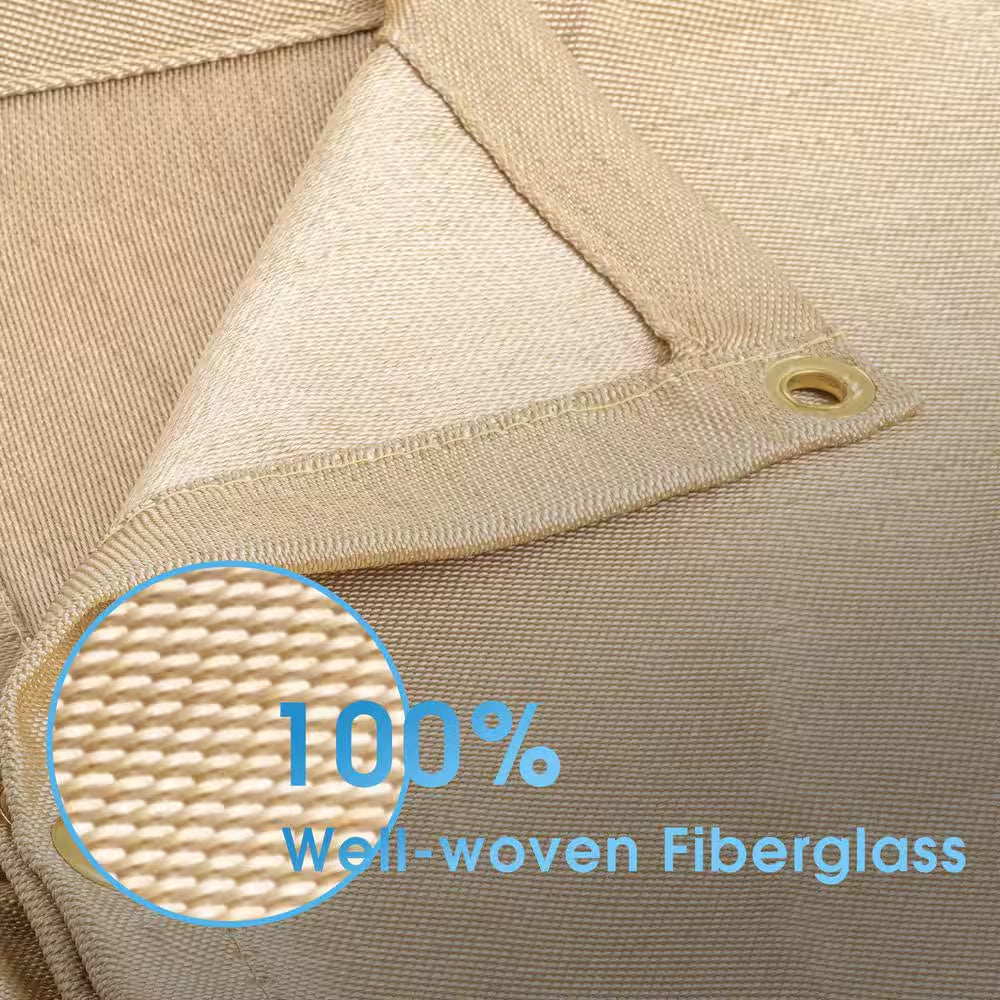 Fiberglass Welding Blanket Insulation Mat Fire Blanket 6 X 8 Ft. 8Mm Thick Thermal Resistant with Grommets
