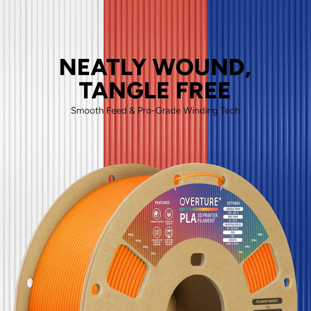 PLA Filament 1.75Mm, Neatly Wound 3D Printer Filament 1Kg Spool (2.2Lbs), Dimensional Accuracy +/- 0.02 Mm, Fit Most FDM 3D Printers (Orange)
