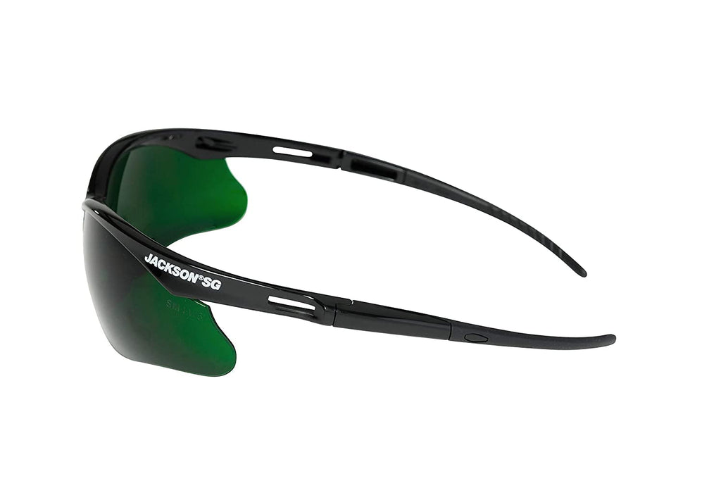 50010 Lightweight, Ultra-Strong, SG Safety Glasses, Soft Touch Temples, Flexible Nose Piece, Anti-Scratch Coating, Infrared and UV Protection, Shade 5 IR Lens, Black Frame (Pack of 12)