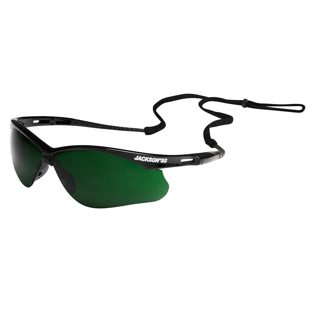 50010 Lightweight, Ultra-Strong, SG Safety Glasses, Soft Touch Temples, Flexible Nose Piece, Anti-Scratch Coating, Infrared and UV Protection, Shade 5 IR Lens, Black Frame (Pack of 12)