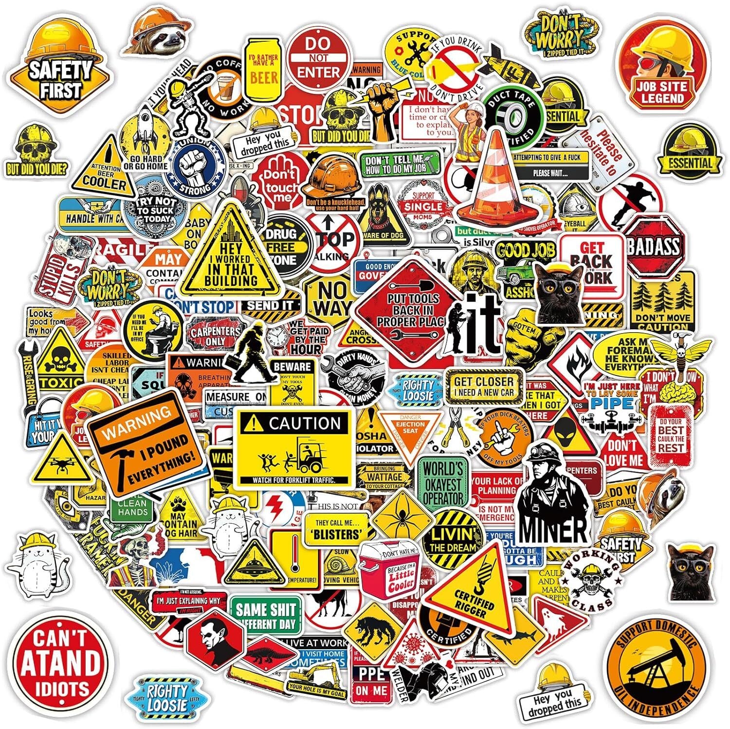 200Pcs Hard Hat Stickers for Adults, Funny Stickers Pack Vinyl Waterproof Hard H