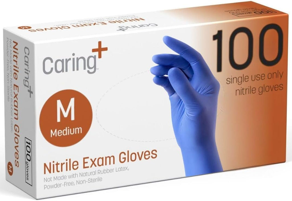 Nitrile Exam Gloves, Blue, Powder-Free, Disposable Gloves for Medical Care, First Aid, Cleaning, Food Prep