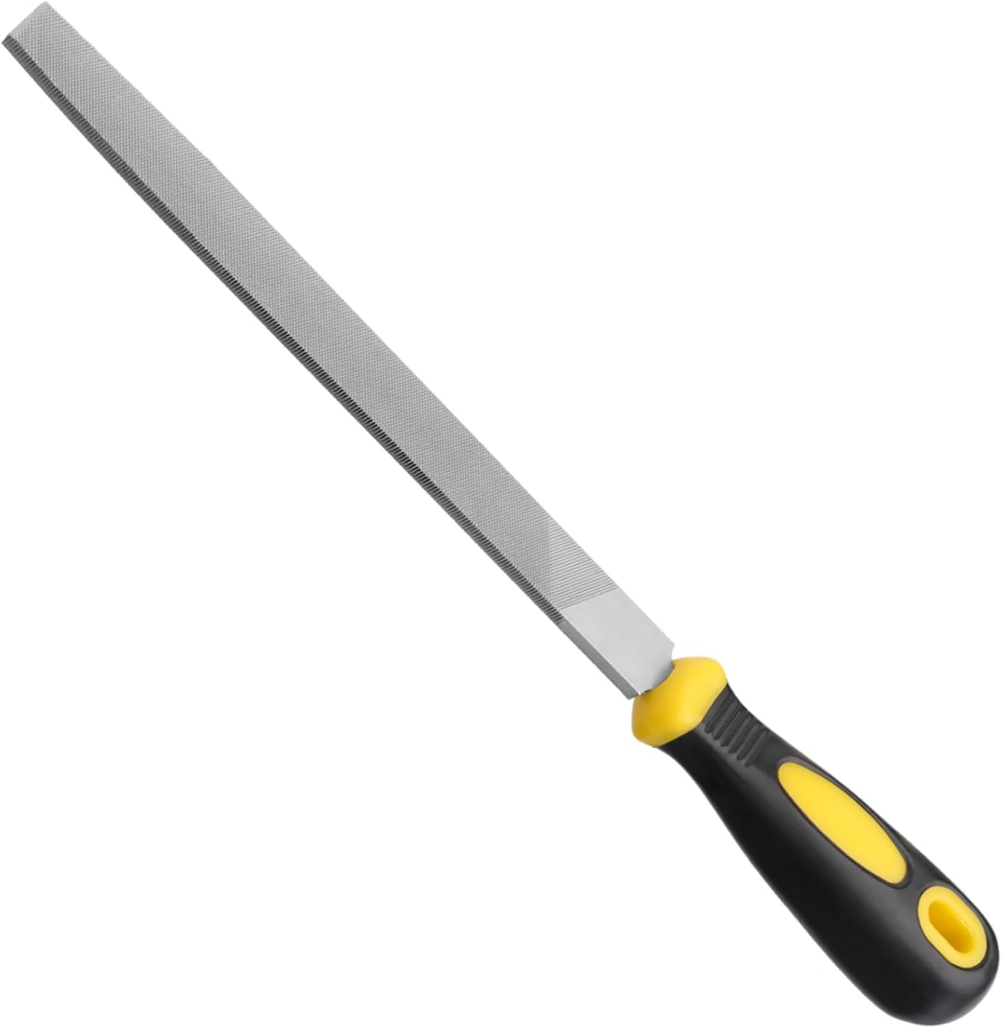 8In Flat Metal File, Total 12In, File Blade 8In, Anti-Slip Ergonomic Handle, Harden High Carbon Steel, Uniform Teeth, Ideal Hand Files to Sharpen and Deburr Metal, Stone, Wood, Plastic