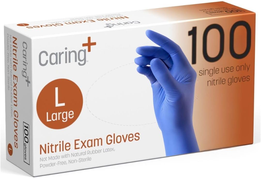 Nitrile Exam Gloves, Blue, Powder-Free, Disposable Gloves for Medical Care, First Aid, Cleaning, Food Prep