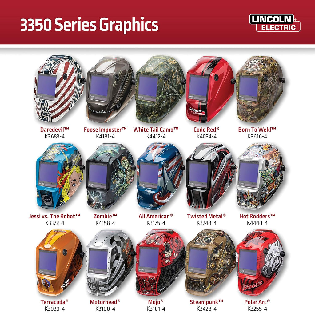 K3034-4 VIKING 3350 Auto Darkening Welding Helmet with 4C Lens Technology, Matte Black, Extra Large