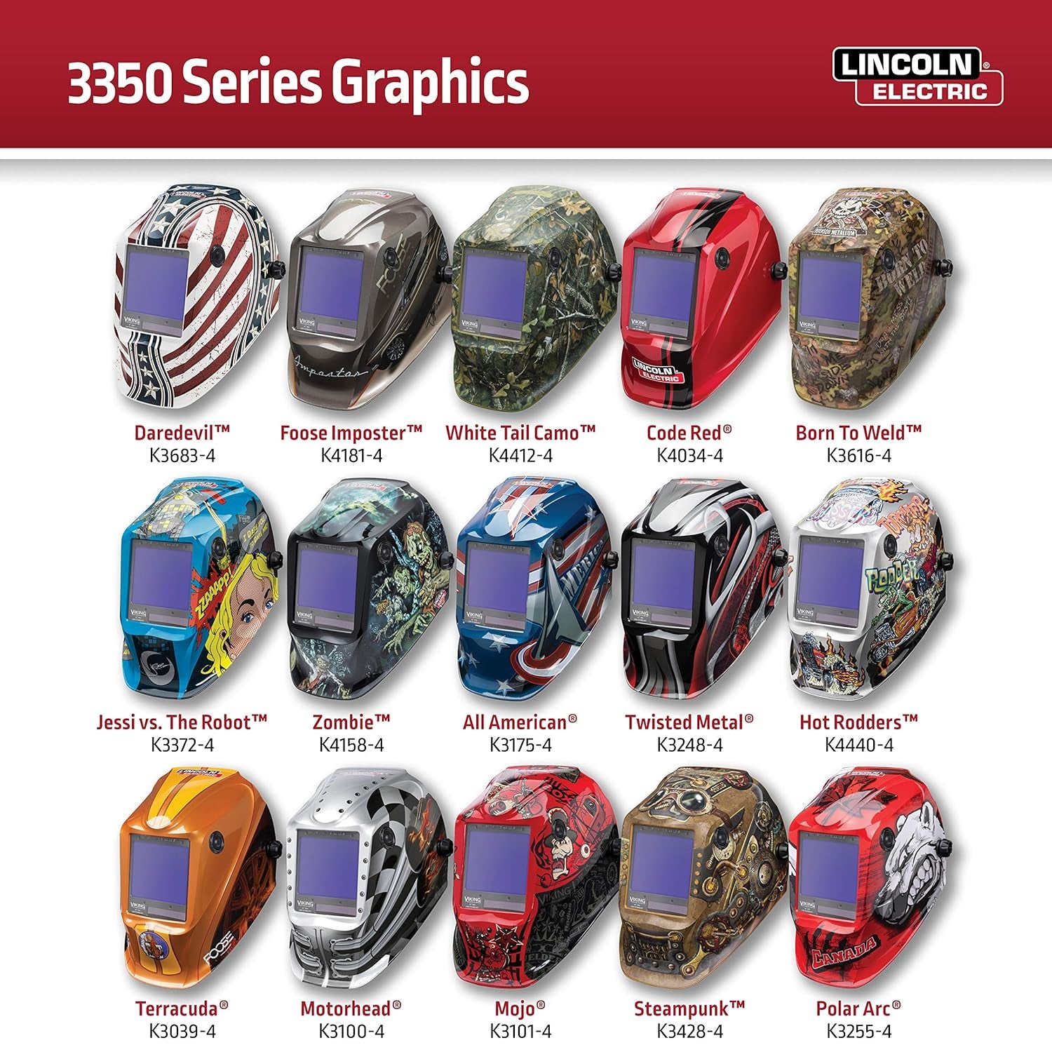 K3034-4 VIKING 3350 Auto Darkening Welding Helmet with 4C Lens Technology, Matte Black, Extra Large