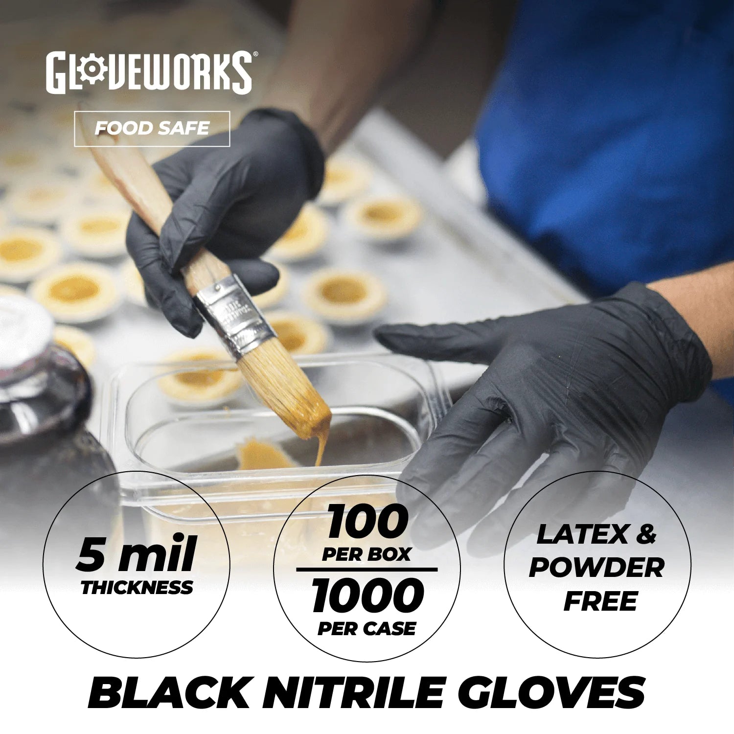 Black Nitrile Gloves for Auto, Detailing, Mechanics, L, 200 Count