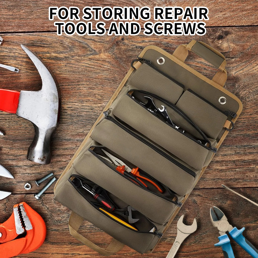 Tool Bag Roll Up, Heavy Duty Roll up Tool Bag, Tool Roll Bag Organizers, 900D Waterproof Oxford Cloth, Gifts for Electrician,Carpenter, Plumber, Mechanic, Hobbyist