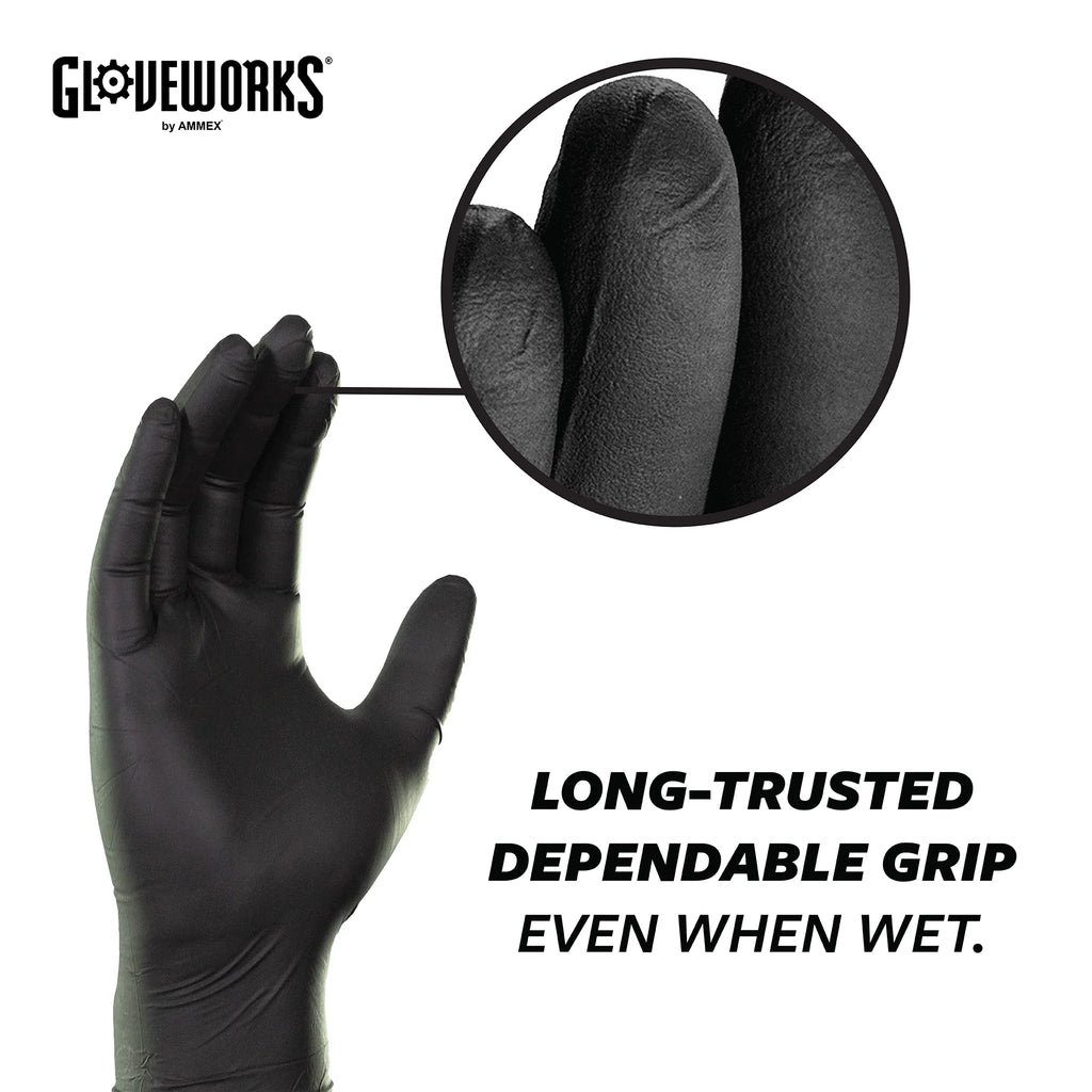 Black Nitrile Gloves for Auto, Detailing, Mechanics, L, 200 Count