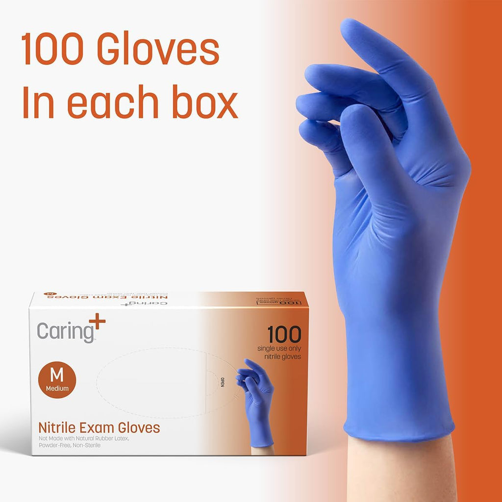 Nitrile Exam Gloves, Blue, Powder-Free, Disposable Gloves for Medical Care, First Aid, Cleaning, Food Prep