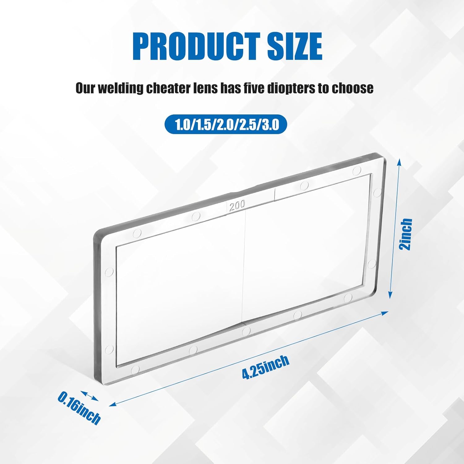 5 Pieces PC Magnification Welding Lens 2" X 4.25" Magnifying Helmet Replacement Lens Compatible with Most Welding Helmets