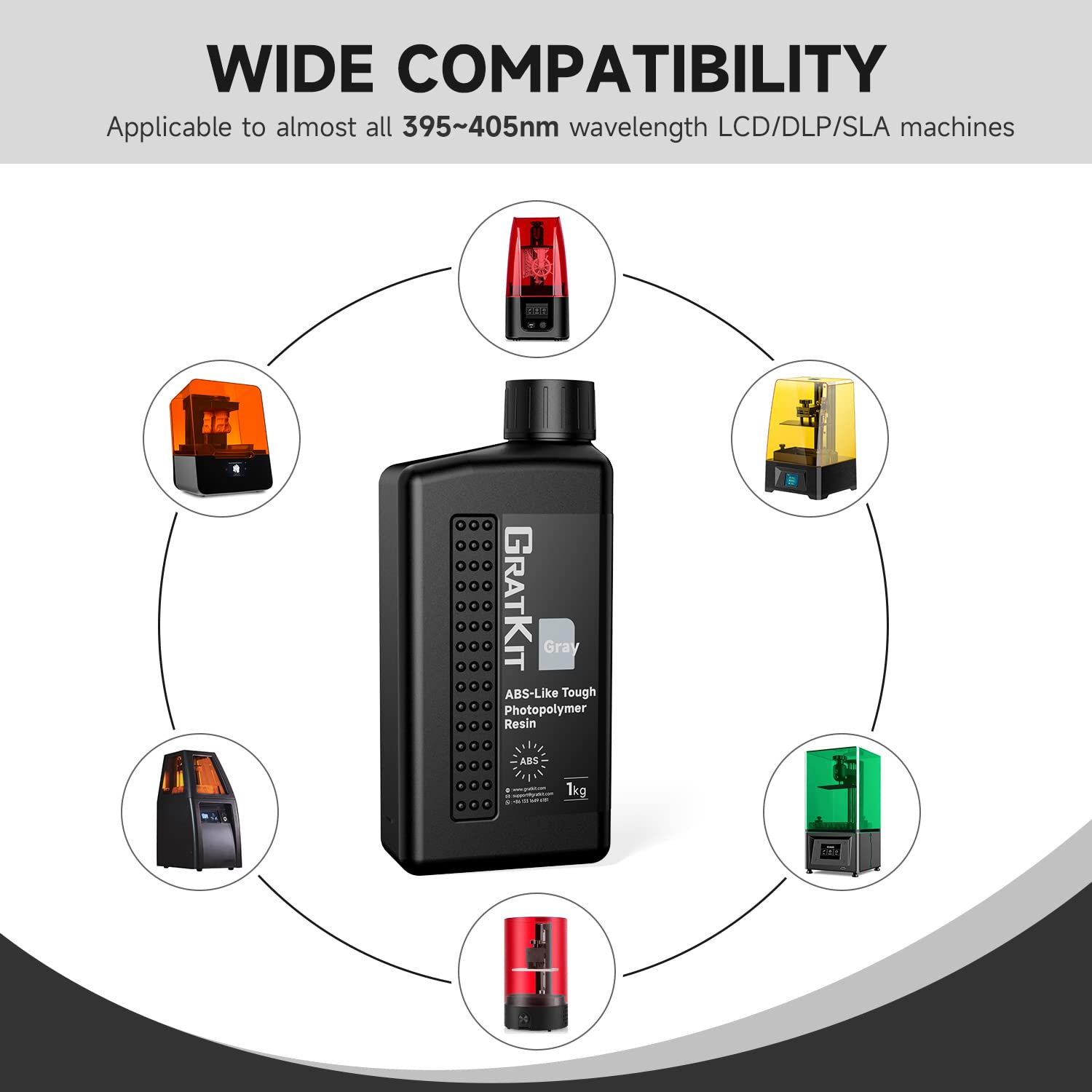 Upgraded Abs-Like 3D Printer Resin, High Toughness 405Nm UV Curing Resin, Scratch Resistant and Compatible with SLA, LCD and DLP Printers for Industrial Parts Printing - 1000G, Gray