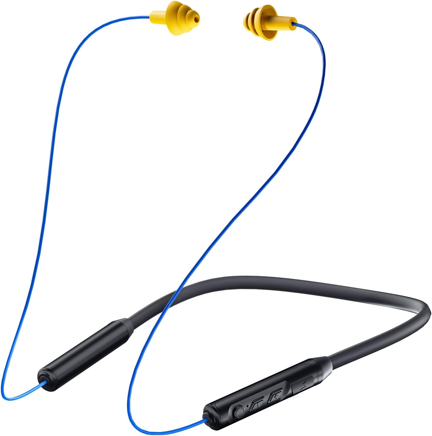 Premium Bluetooth Earplug Headphones - Wireless Neckband Earbuds with 29dB Noise Reduction, IPX5 Sweatproof, and 19+ Hour Battery Life in Blue