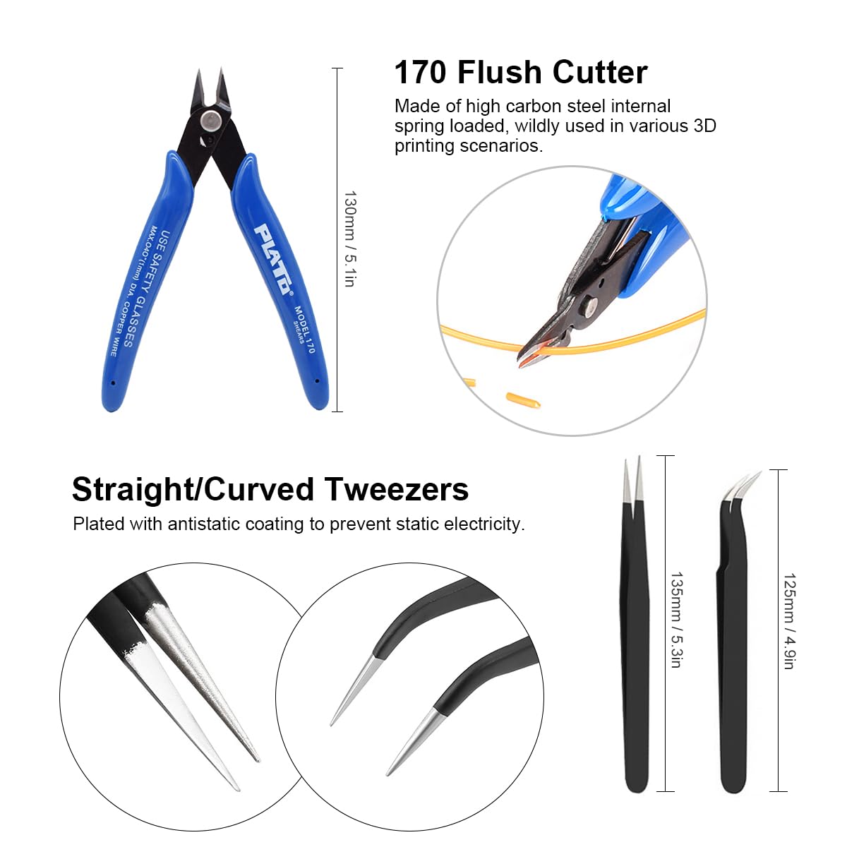 Resin 3D Printer Accessories Kit, Including Cleaning Silicone Pad and Stainless Steel Funnel, Maintenance Tool Knife, Tweezers, Funnel, Scissors, Trimming Knife, 3D Printer Tool Kit (Resin Tools Kit)