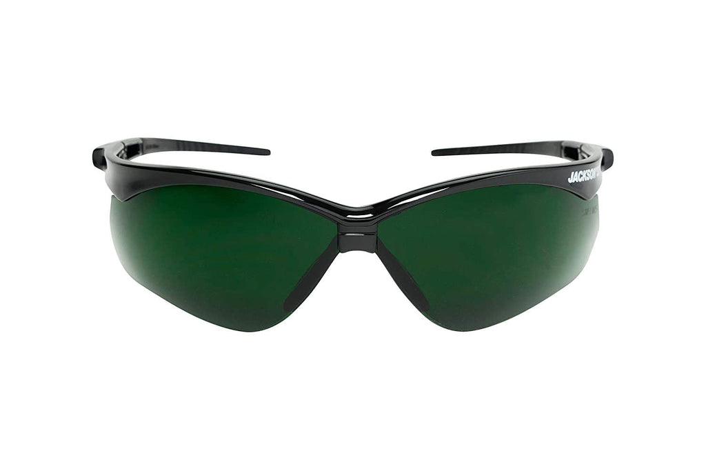 50010 Lightweight, Ultra-Strong, SG Safety Glasses, Soft Touch Temples, Flexible Nose Piece, Anti-Scratch Coating, Infrared and UV Protection, Shade 5 IR Lens, Black Frame (Pack of 12)