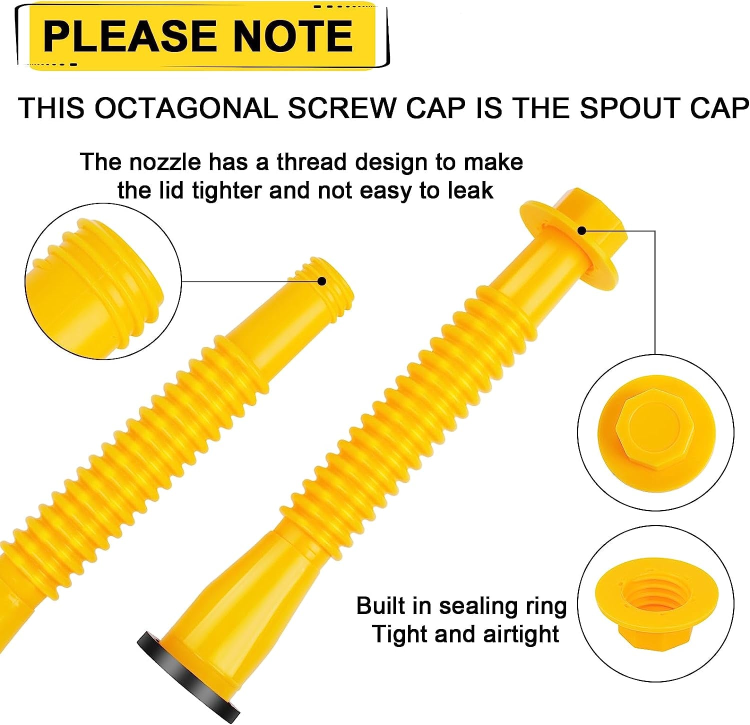 Gas Can Spout Replacement, Gas Can Nozzle, (5 Kit-Yellow) Flexible Pour Nozzle Suitable for Most 1/2/5/10 Gal Oil Cans, Fuel Can Spout Replacement