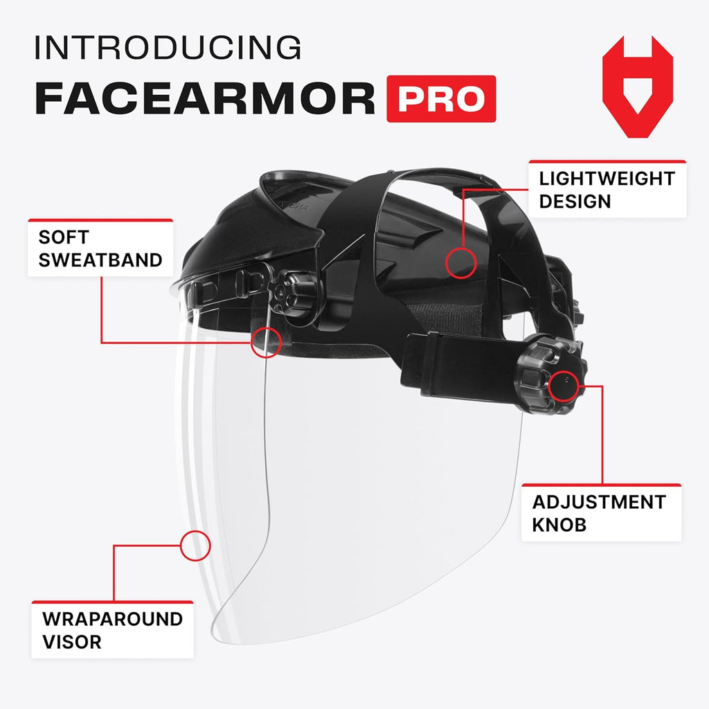 Premium Safety Face Shield for Grinding and Cutting — Clear Anti-Fog, Impact Resistant Visor and Adjustable Headgear — ANSI Z87.1 Certified for Industrial Use — Washable Sweatbands Included