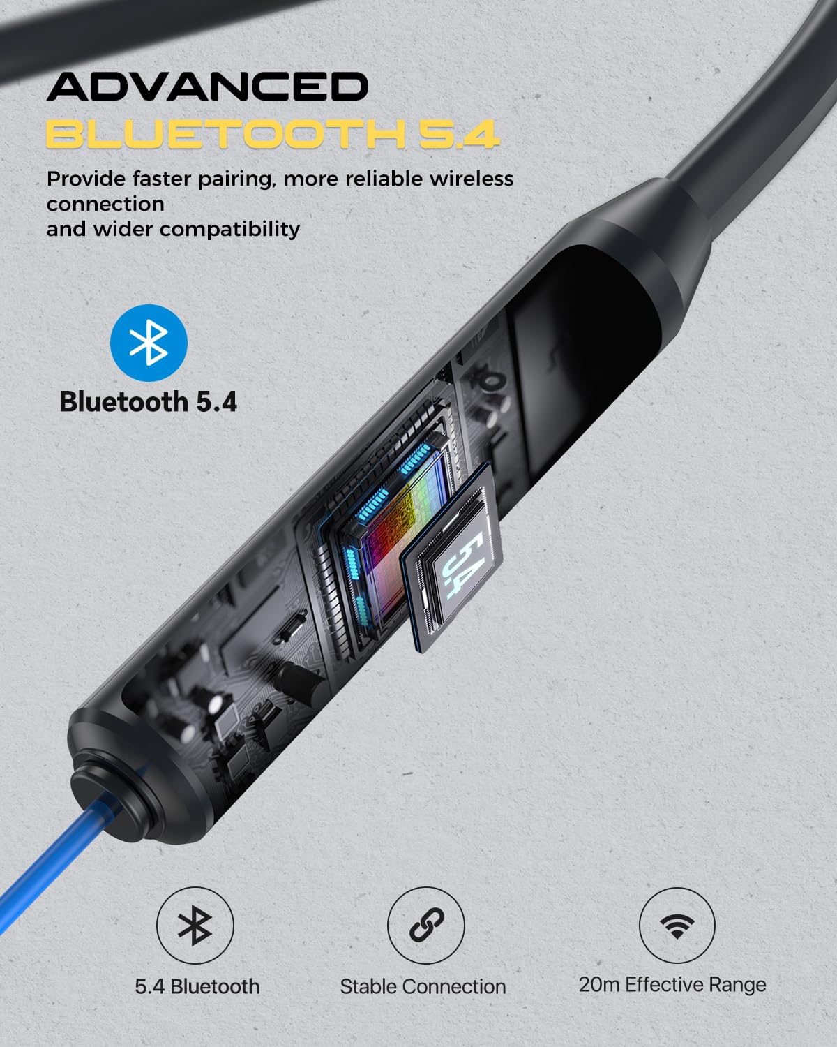 Premium Bluetooth Earplug Headphones - Wireless Neckband Earbuds with 29dB Noise Reduction, IPX5 Sweatproof, and 19+ Hour Battery Life in Blue