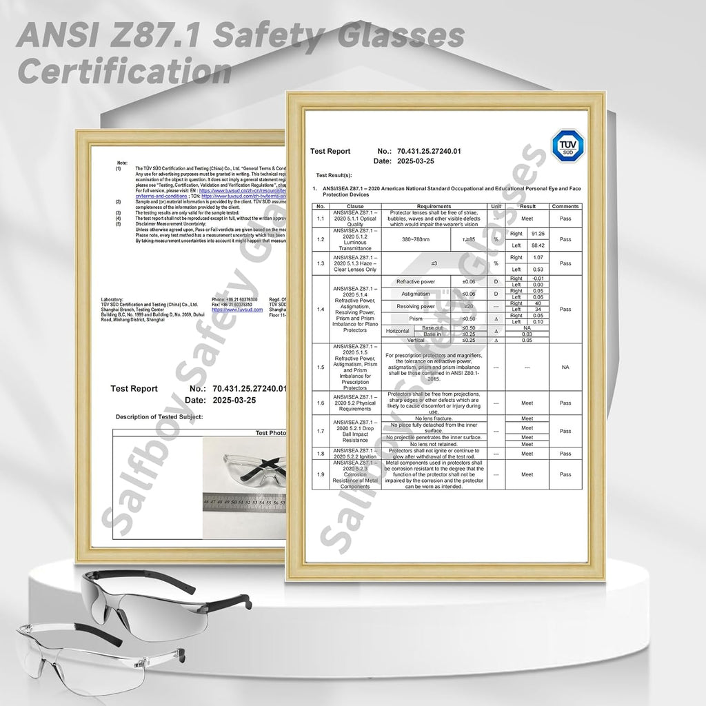 Clear Safety Glasses Bulk of 10 ANSI Z87.1 Protective Eyewear Scratch-Resistant for Work, Lab, Construction