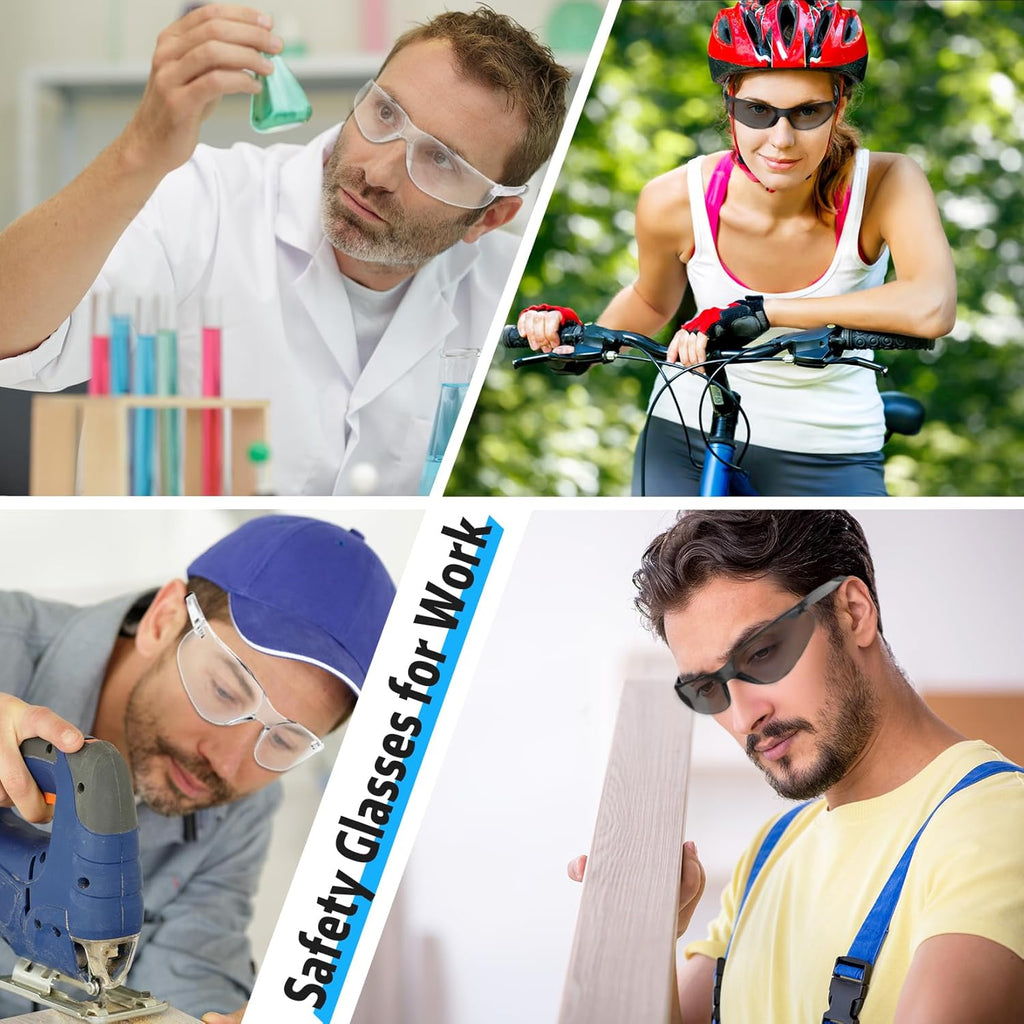 Clear Safety Glasses Bulk of 10 ANSI Z87.1 Protective Eyewear Scratch-Resistant for Work, Lab, Construction