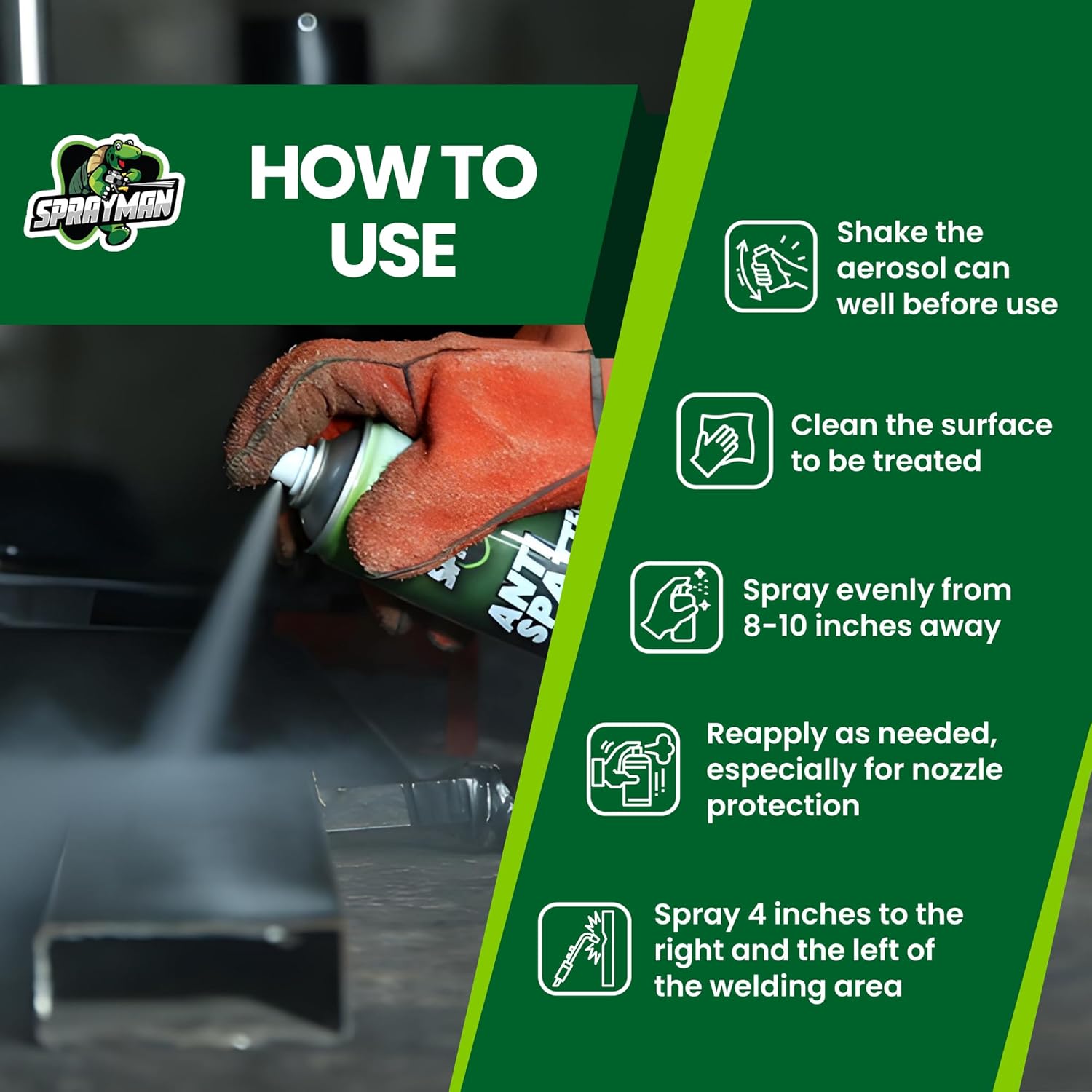 anti Spatter Welding Spray - (1X12.3 Oz) Welding Anti-Adhesion Protection for Nozzles & Torches, Suitable for TIG and MIG, Prevents Weld Splatter, Non-Flammable after Use | 1 Pack