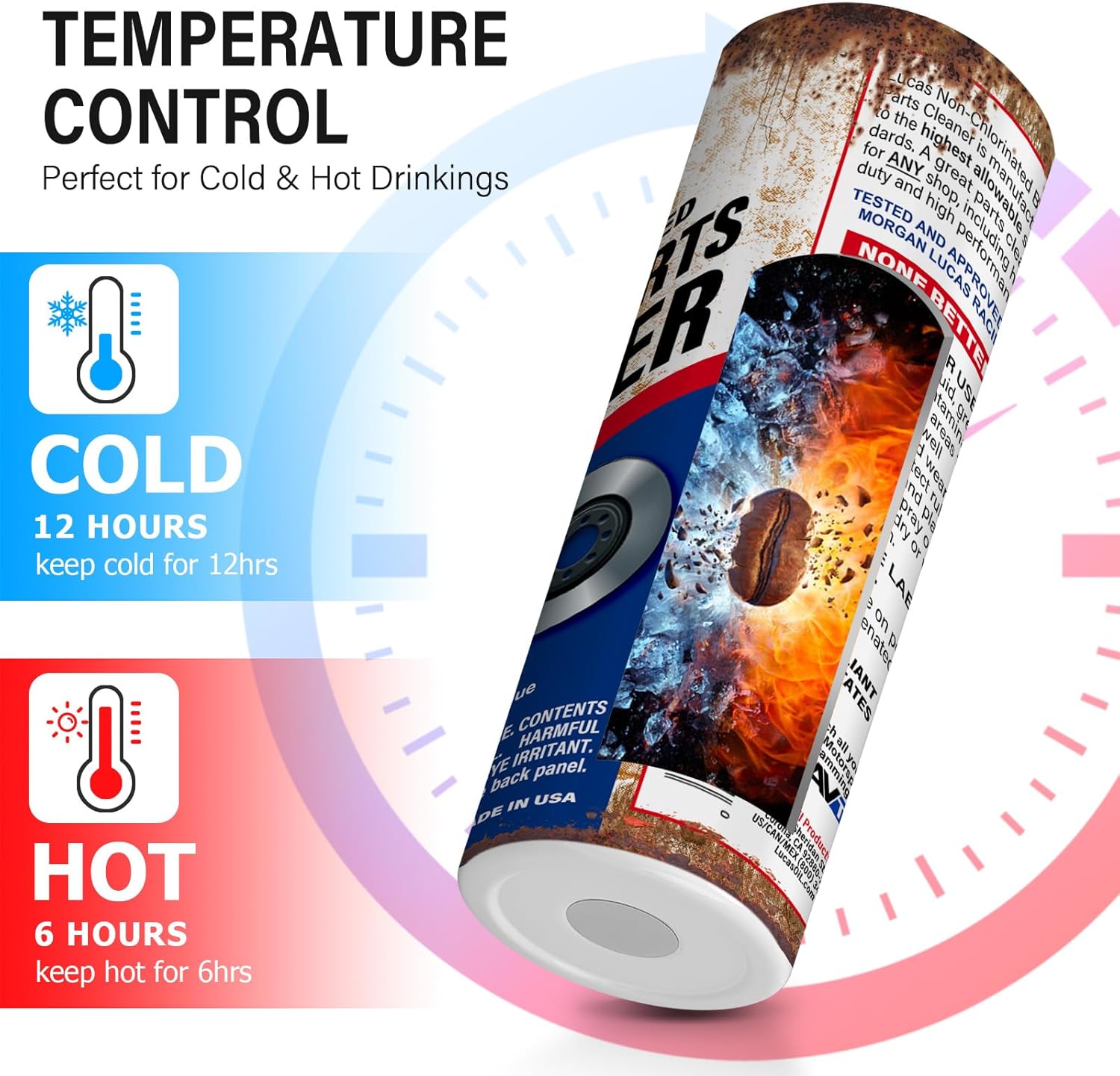 20oz Insulated Skinny Tumbler – Hilarious Brake Cleaner Design Stainless Steel Travel Mug with Lid – Perfect Gift for Mechanics and Car Lovers