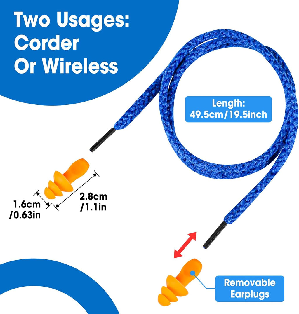 55 Pairs Silicone Ear Plugs, Reusable Earplugs for Noise Reduction, 25Db NRR Corded Ear Plug for Sleeping Noise Cancelling, Ear Plug with String Individual Packing