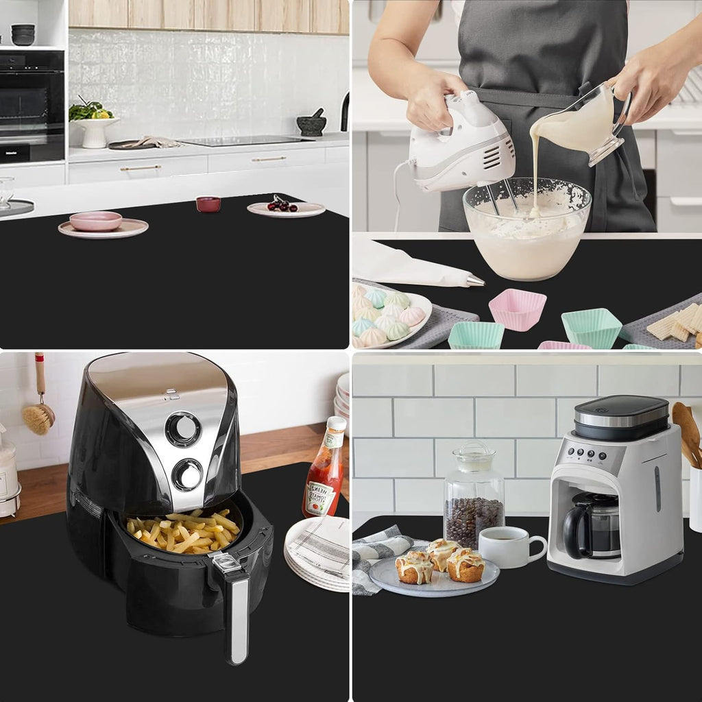 2 Pieces Silicone Mats for Countertop - 0.06" Thicker, 32" by 24" Extra Large Multipurpose Mat, Counter Table Protector, Work Desk Pad, Heat-Resistant Placemat, Pastry Mat, Nonstick, Black