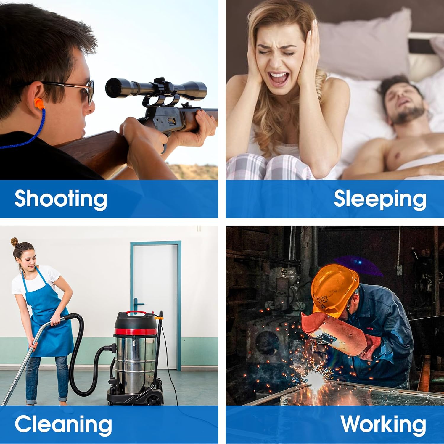 55 Pairs Silicone Ear Plugs, Reusable Earplugs for Noise Reduction, 25Db NRR Corded Ear Plug for Sleeping Noise Cancelling, Ear Plug with String Individual Packing