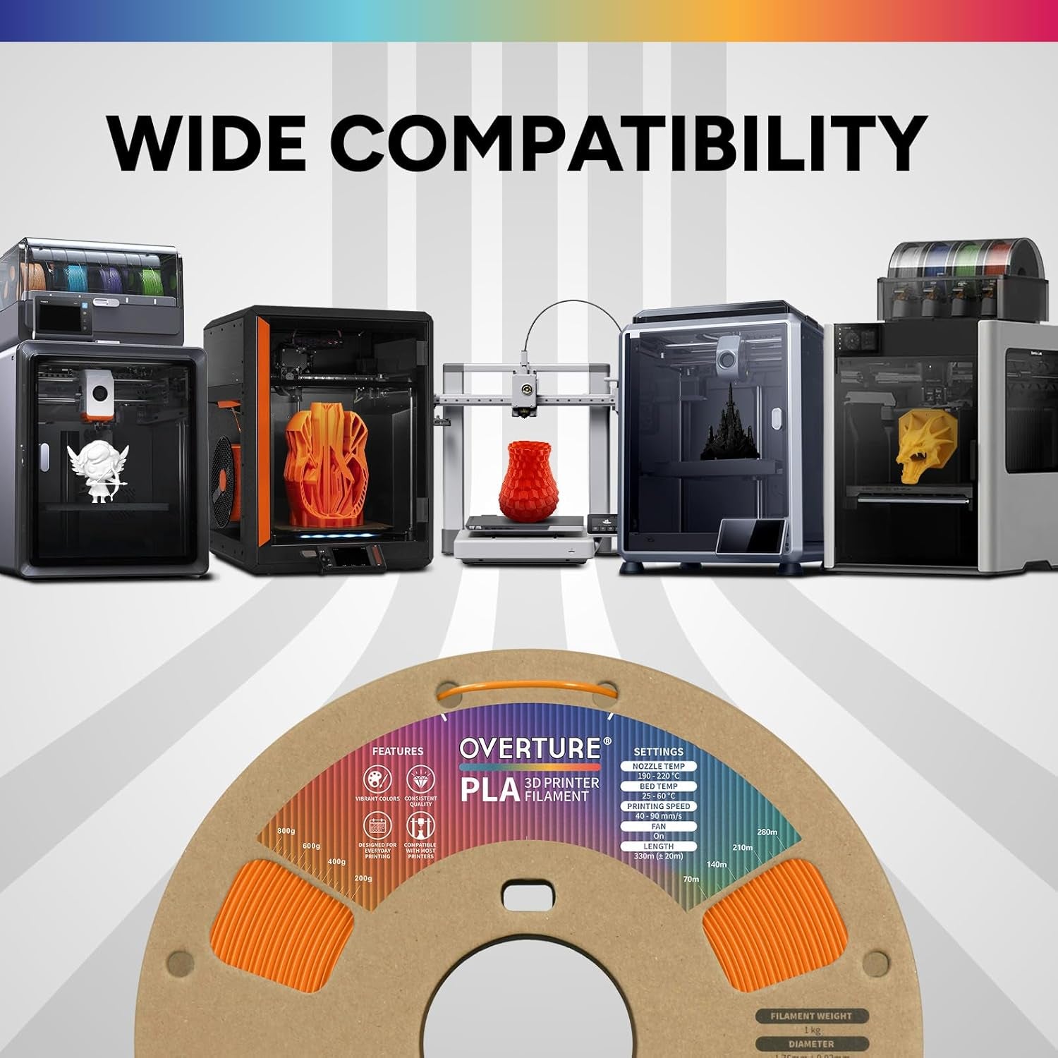 PLA Filament 1.75Mm, Neatly Wound 3D Printer Filament 1Kg Spool (2.2Lbs), Dimensional Accuracy +/- 0.02 Mm, Fit Most FDM 3D Printers (Orange)