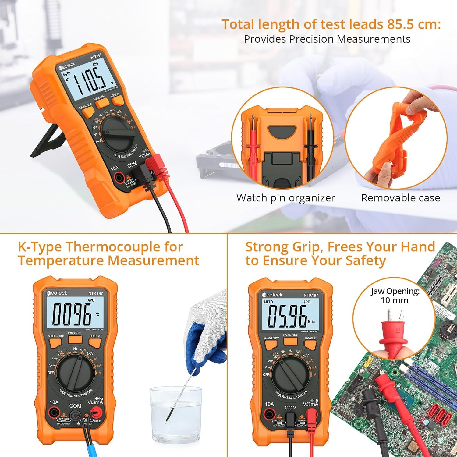2000 Counts Digital Multimeter Voltmeter Tester with NCV, LCD for AC/DC Voltage&Current, Resistance, Capacitance, Live Wire, Frequency, Temperature, Duty Cycle, Continuity, Diode Measuring