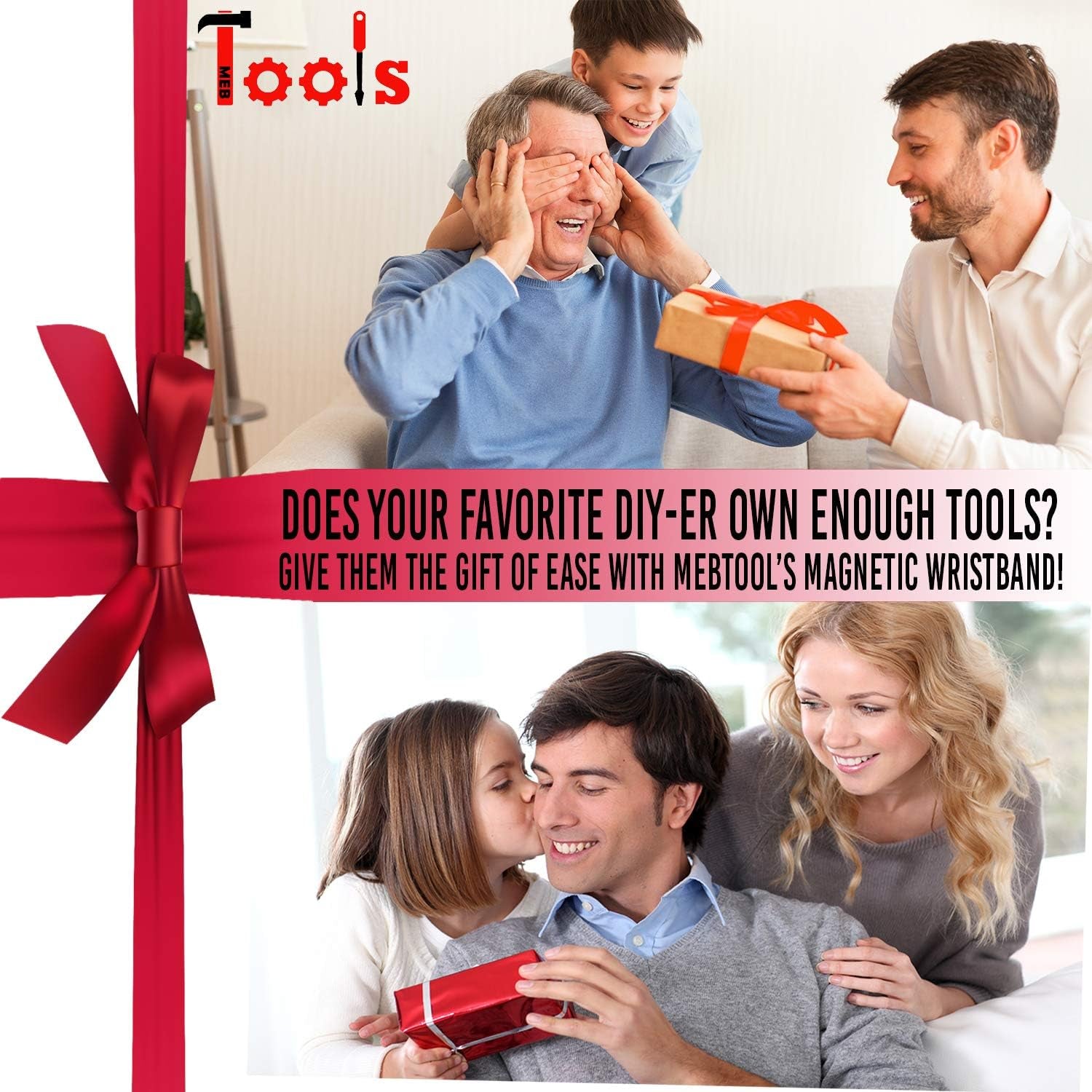 Magnetic Wristband with Flashlight and Tape Measure – Screw, Drill Bit, and Nail Holder with 20 Strong Magnet Pieces Increases Convenience for DIY, Carpenters, Mechanics, and More by