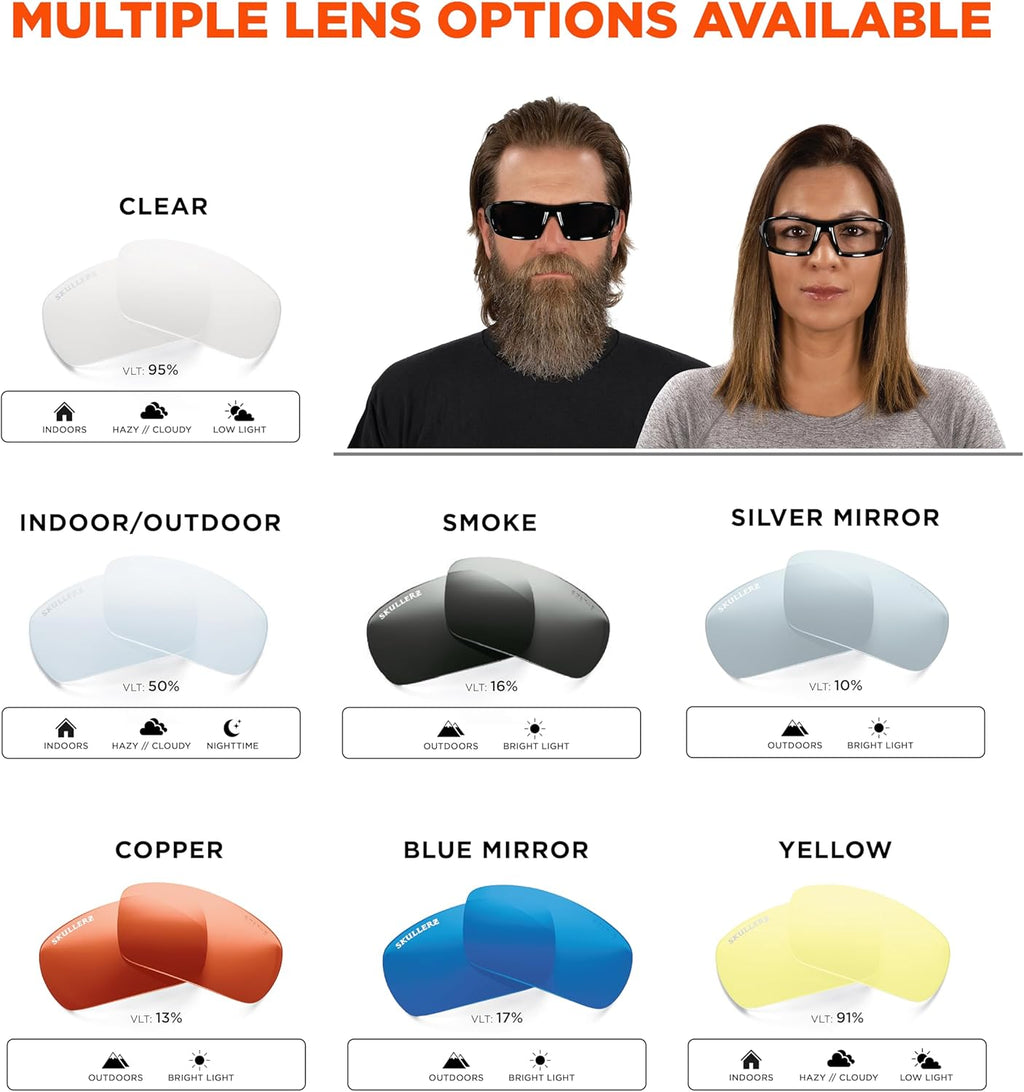 Skullerz ODIN Safety Glasses Sunglasses, Impact Resistant Z87.1+