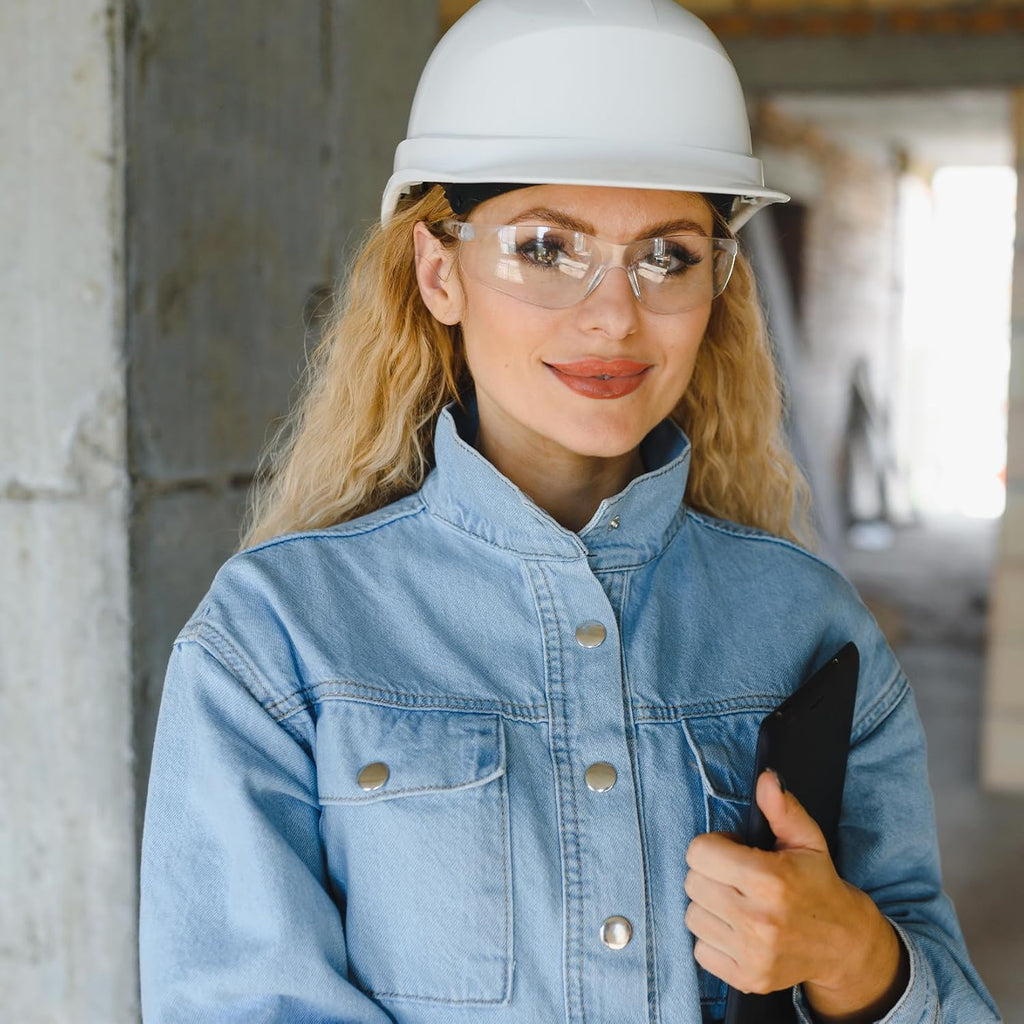 Clear Safety Glasses Bulk of 10 ANSI Z87.1 Protective Eyewear Scratch-Resistant for Work, Lab, Construction