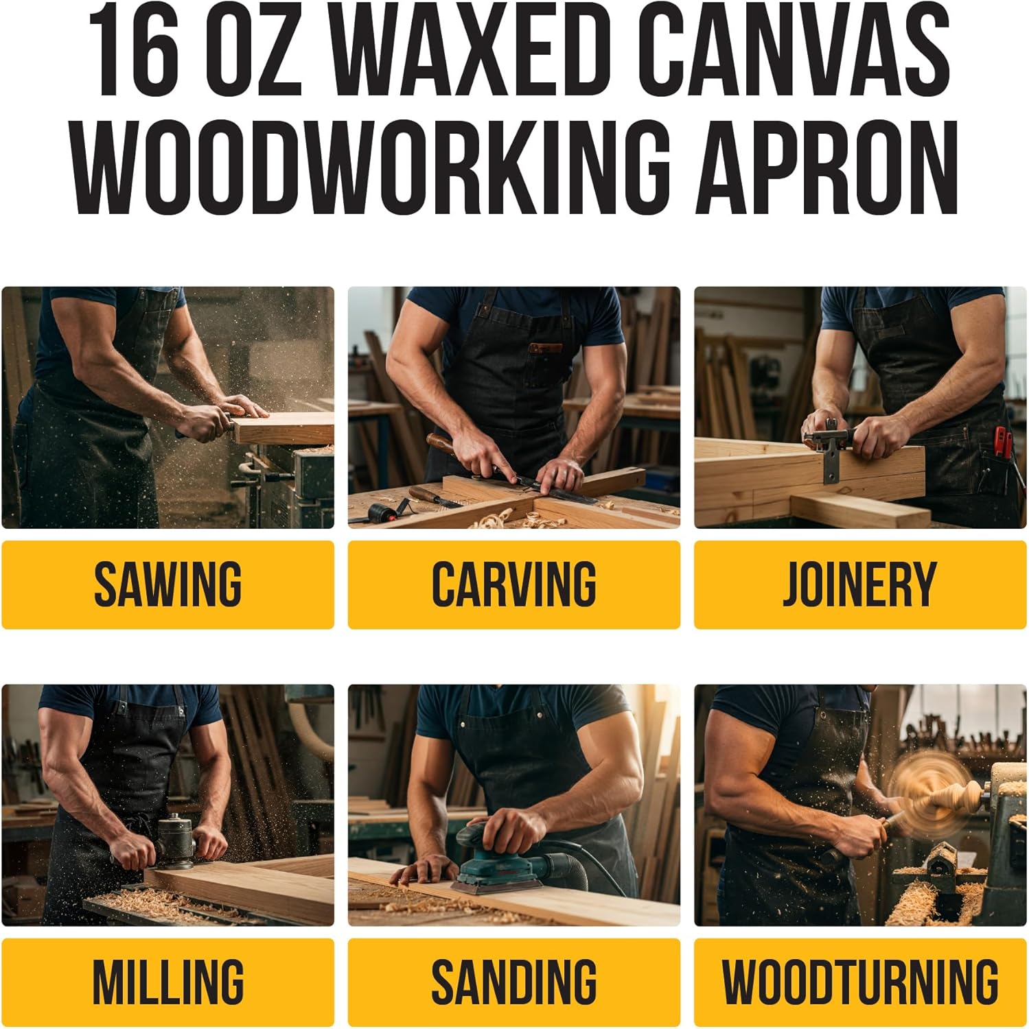 Ecozen Waxed Canvas Welding Apron with Kevlar Thread - Heat and Chemical Resistant, Fully Adjustable to Comfortably Fit Men and Women, 27 X 34 Inches, Heavy Duty Tool Apron - Black, Size S to XXL