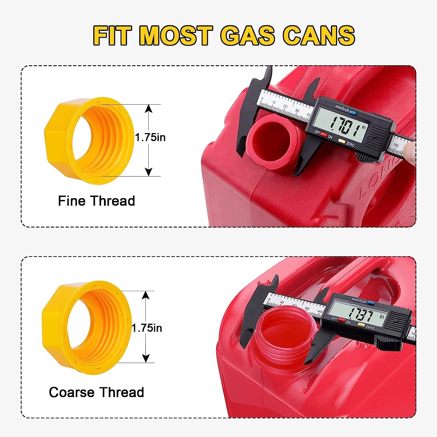 Gas Can Spout Replacement, Gas Can Nozzle, (5 Kit-Yellow) Flexible Pour Nozzle Suitable for Most 1/2/5/10 Gal Oil Cans, Fuel Can Spout Replacement
