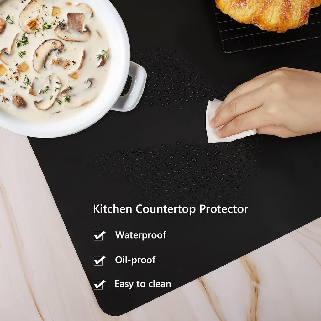 2 Pieces Silicone Mats for Countertop - 0.06" Thicker, 32" by 24" Extra Large Multipurpose Mat, Counter Table Protector, Work Desk Pad, Heat-Resistant Placemat, Pastry Mat, Nonstick, Black