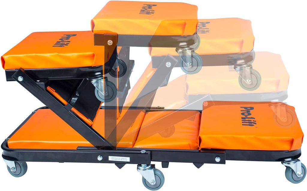 Foldable Z Creeper - 2-In-1 Rolling Folding Car Creeper & Seat - 40" Adjustable Roller Garage Chair Lay down or Sit, 450 LBS Capacity under Car Roller Creeper with 6 Swivel Casters