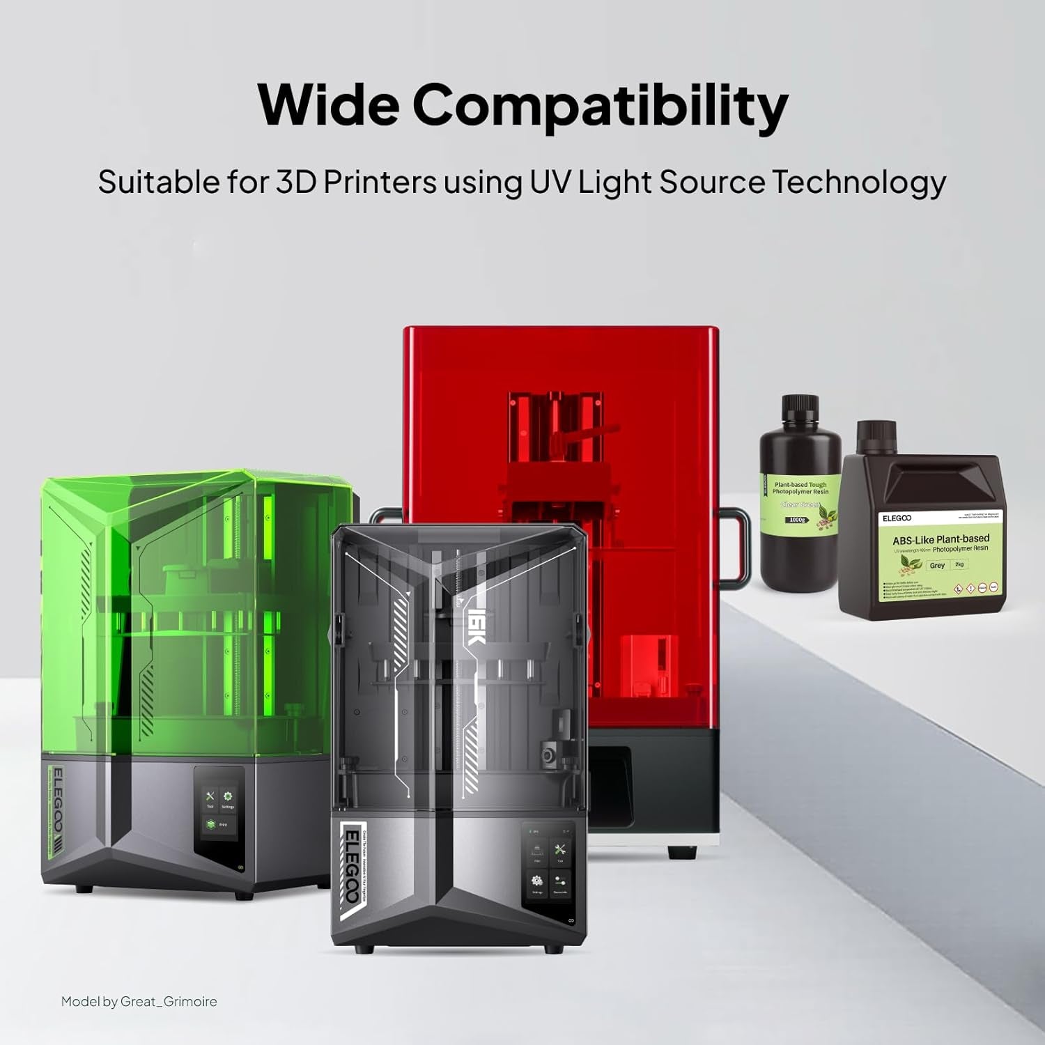 Abs-Like Plant-Based 3D Printer Resin with Low Odor and High Precision, 405Nm UV Curing Resin for Mars Saturn Jupiter MSLA DLP LCD 3D Printing - Grey 2000G