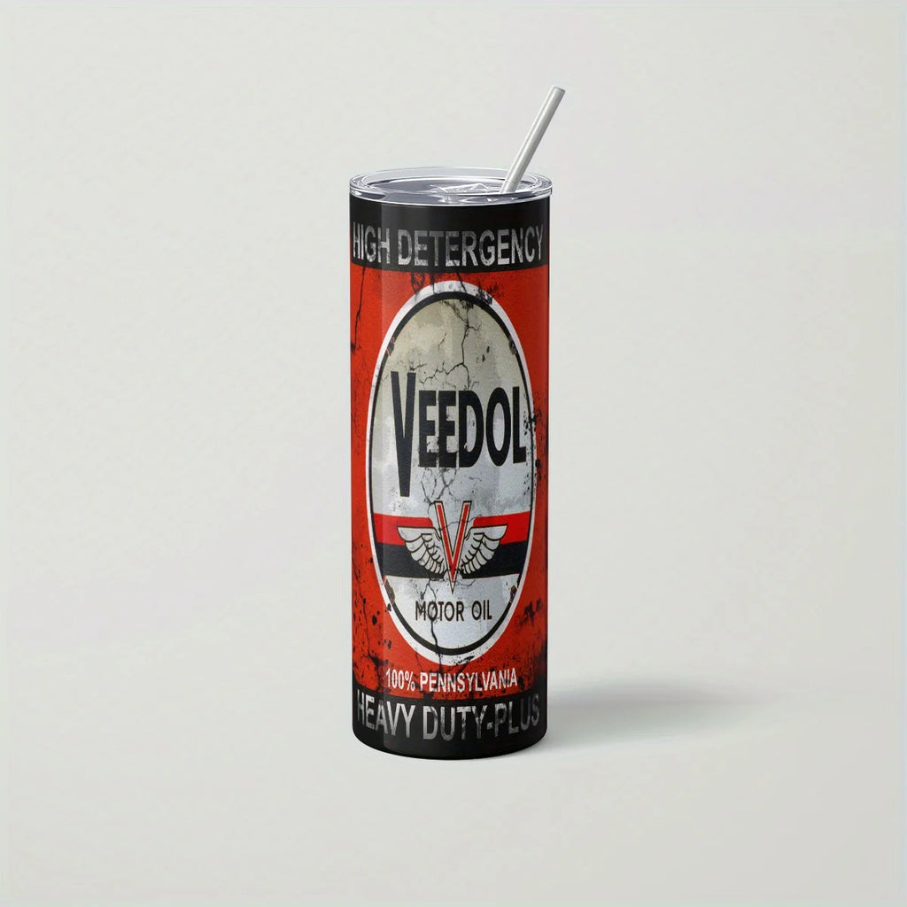 Stylish 20Oz Stainless Steel Tumblers with Iconic Texaco, Valvoline & Pennzoil Motor Oil Designs – Perfect for Hot & Cold Drinks!