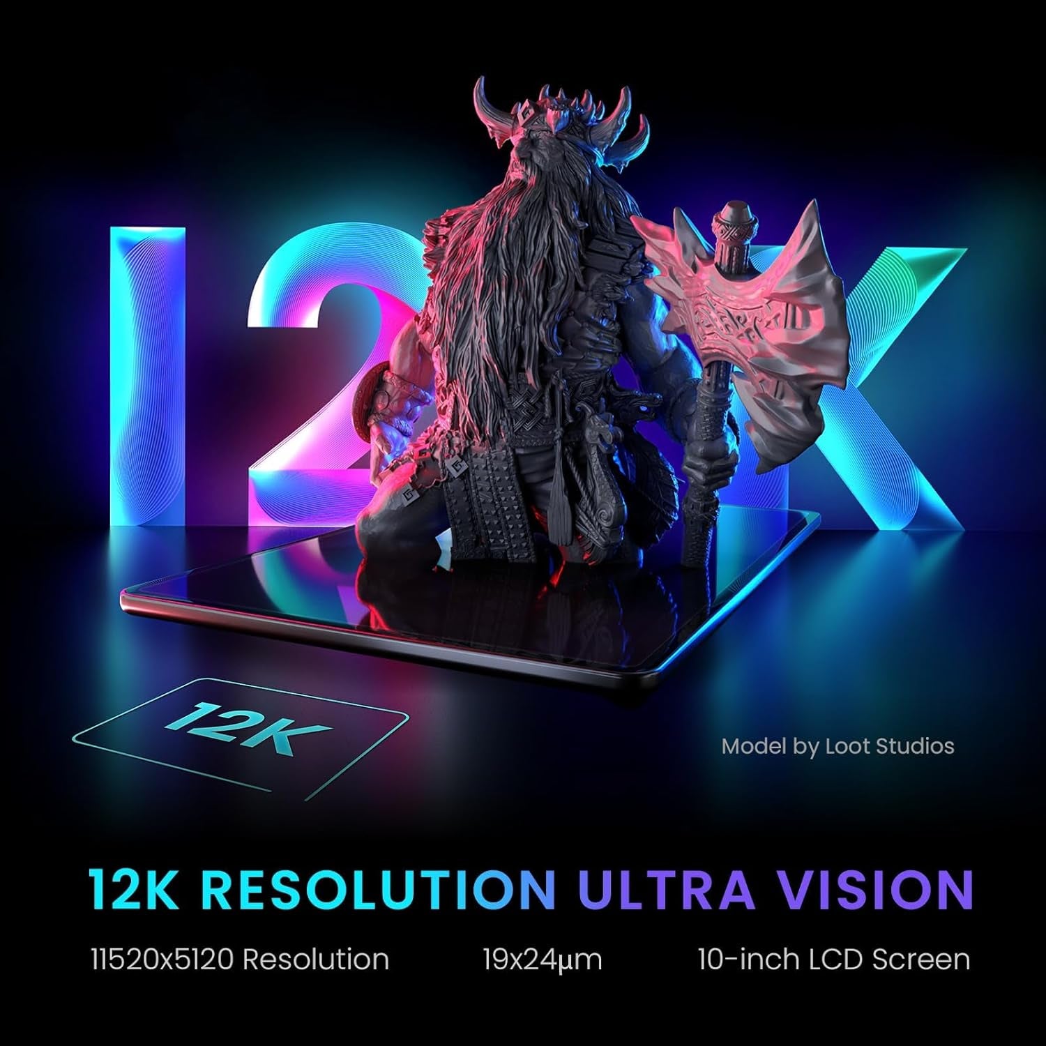 Saturn 3 MSLA 12K 3D Printer, Desktop Resin 3D Printer with 10-Inch Monochrome LCD, Voxeldance Tango Slicer, Large Printing Size of 8.62X4.84X9.84 Inches