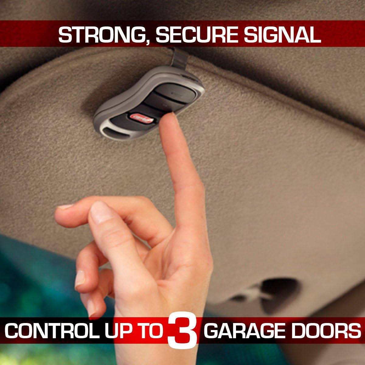 3-Button Garage Door Opener Remotes (2 Pack) - Each Remote Controls up to 3  Garage Door Openers -Compatibility Only with  Intellicode Garage Door Openers - Model G3T-R, Black