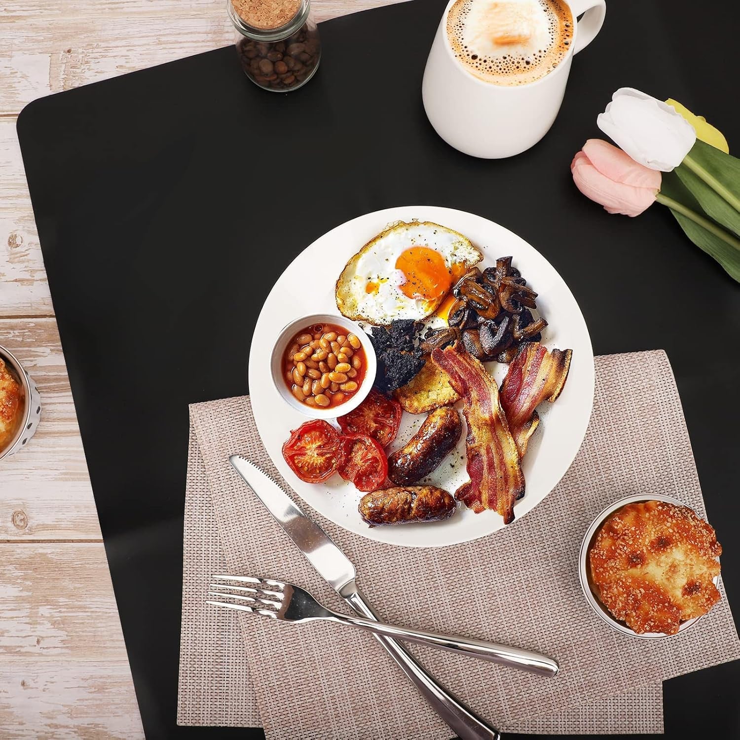 2 Pieces Silicone Mats for Countertop - 0.06" Thicker, 32" by 24" Extra Large Multipurpose Mat, Counter Table Protector, Work Desk Pad, Heat-Resistant Placemat, Pastry Mat, Nonstick, Black